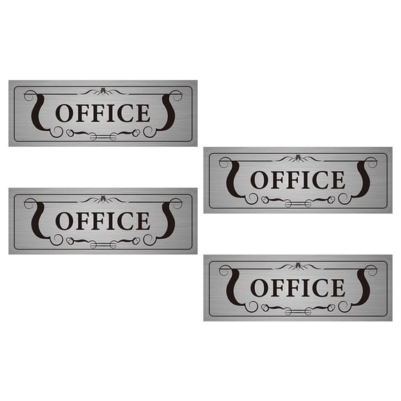 AURARMLET 4-Pack Black PVC Door Sign Stickers for Office, Workplace, Easy to Apply Signage Plates