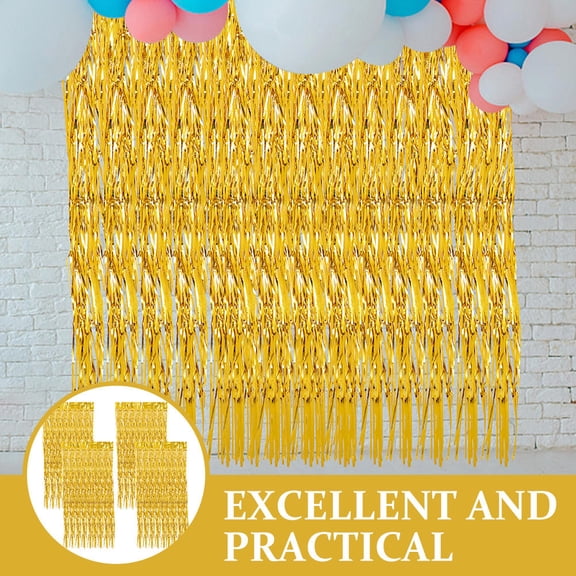 AURARMLET 4Pcs Plastic Fringe Curtain Backdrop for Patio Room Party Decorations