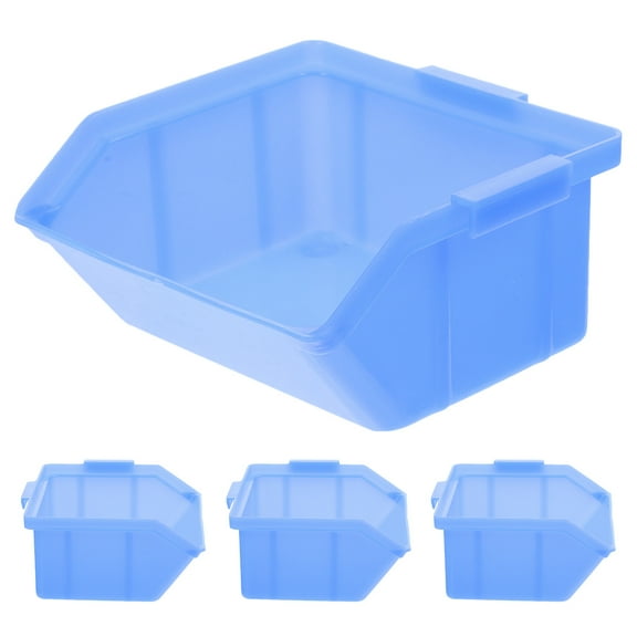 AURARMLET 4Pcs Plastic Storage Crates Blue Plastic Container for Home Maintenance