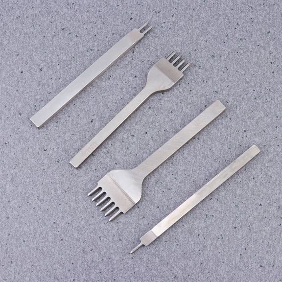 AURARMLET 4Pcs Craft Hole Punch Set Silver Steel Durable DIY Prong Tool