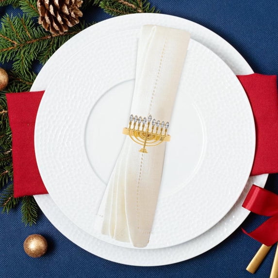 AURARMLET 4Pcs Reusable Golden Alloy Napkin Buckles for Home Hotel and Party Table Settings