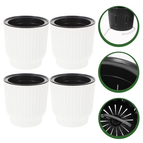 AURARMLET Simple Design Automatic Watering Planter White 4Pcs 4.64X4.64X4.72in