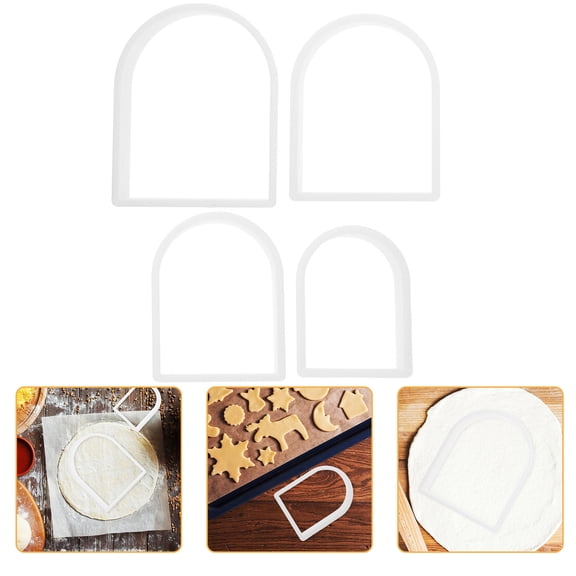 AURARMLET 4Pcs White Arched Cookie Cutter Set for Home Use Reusable Baking and Fondant Mold