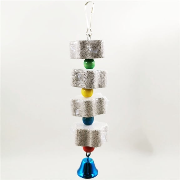 AURARMLET 4Pcs Bird Beak Grinding Stone with Bell for Parrot Chewing and Cage Hanging