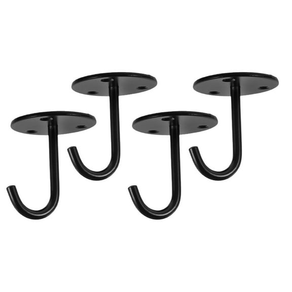 AURARMLET 4Pcs Black Ceiling Hook with Wall Fixing Metal Toggle for Hanging Towels Coats Bags