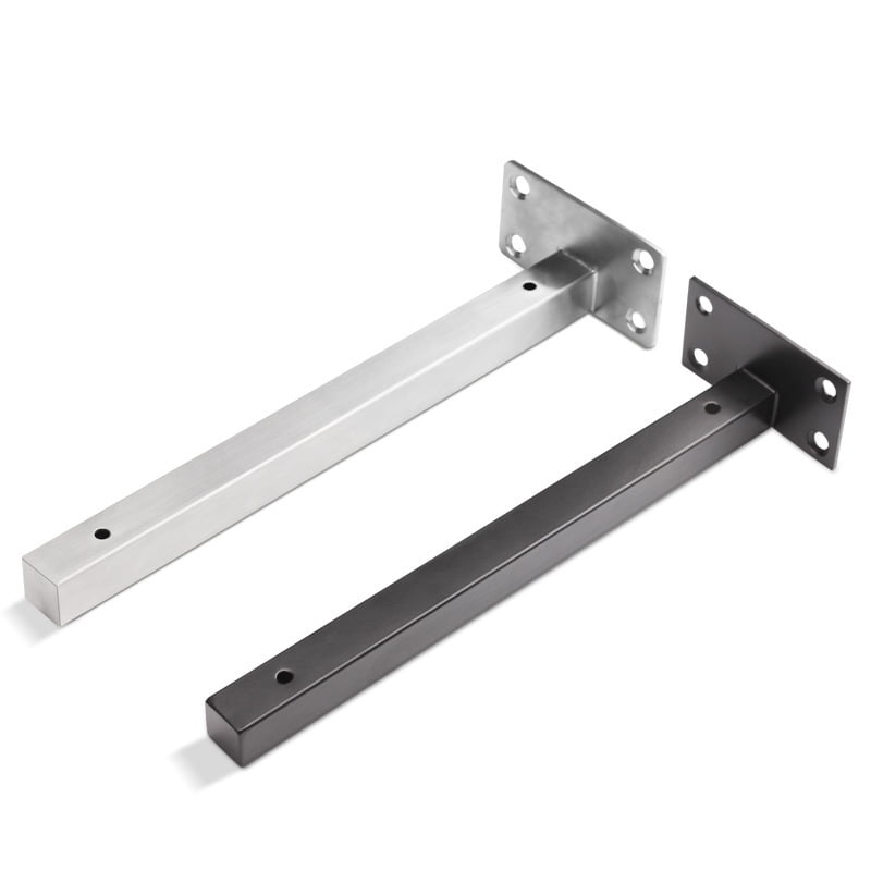 AURARMLET 4Pcs Black Steel Shelf Brackets Heavy Duty Wall Mounted Industrial Supports for Bookshelves and Racks