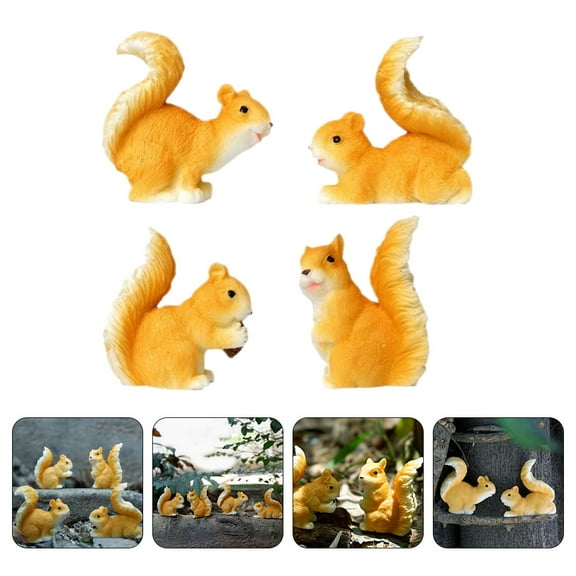 AURARMLET Miniature Things Squirrel Ornaments Resin Yellow 4Pcs