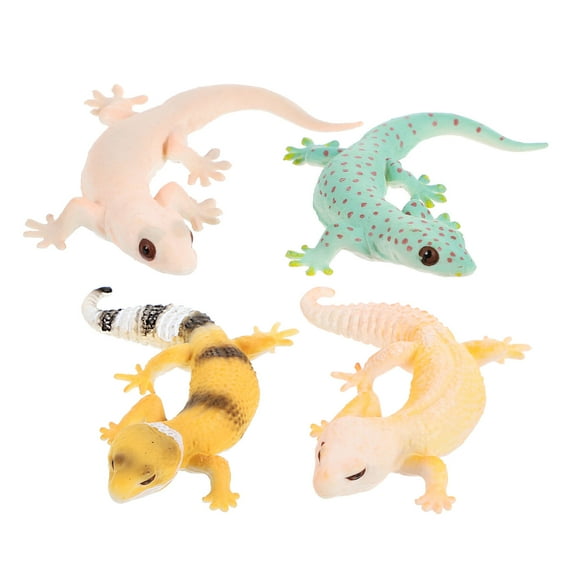 AURARMLET 4pcs Simulation Gecko Figurine Plastic Assorted Color for Cognitive Development Giving