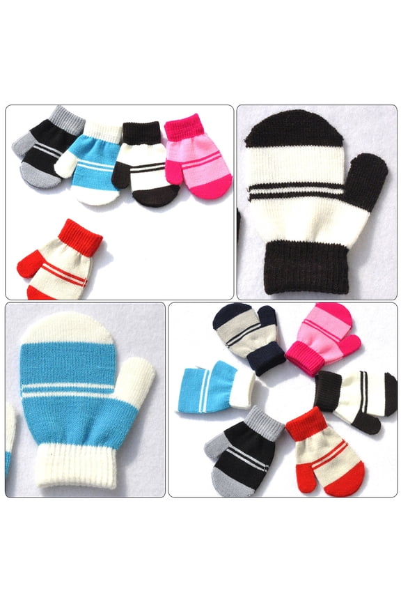 5 Pairs Boys Mittens Assorted Color Acrylic Yarn Durable Lightweight Winter Supplies