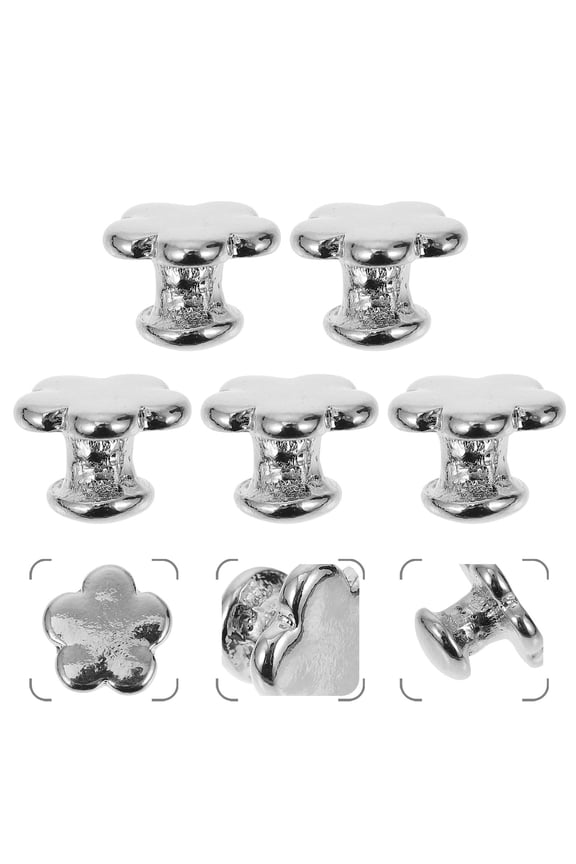 5 Pcs Charms for Watch Bands Women Silver Metal Flower Accessories Gift Giving