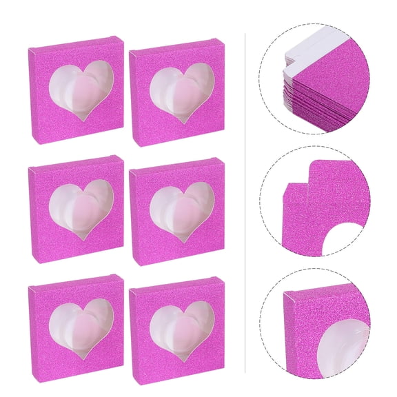 AURARMLET 50Pcs Portable Rosy False Eyelash Case with Transparent Window and Easy Access Drawer