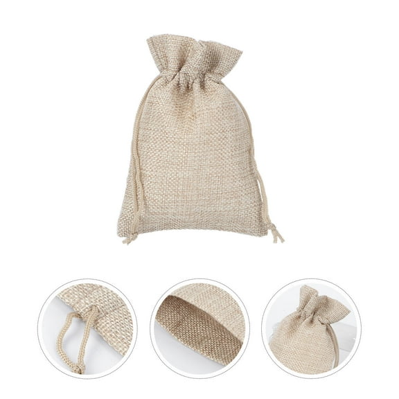 AURARMLET 50Pcs Burlap Drawstring Bags Khaki Versatile Storage for Wedding Favor and Candy