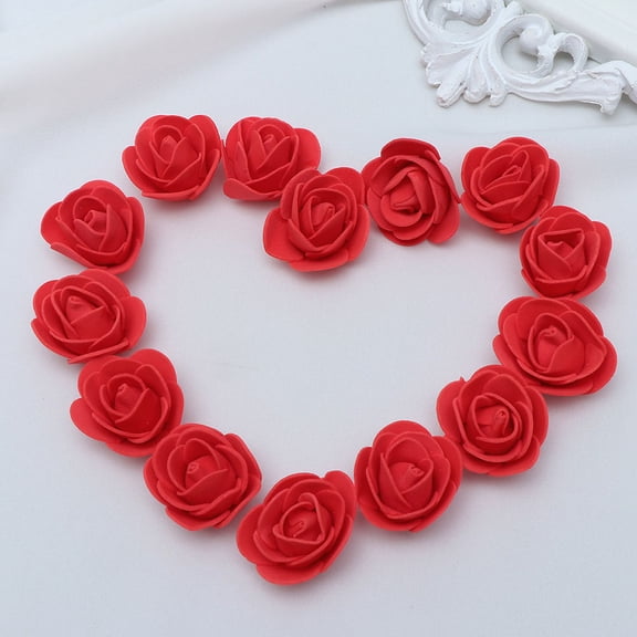 AURARMLET 50 Pieces Red Foam Rose Flowers for Wedding Decor, Craft Projects, Floral Arrangements, and Home Decoration