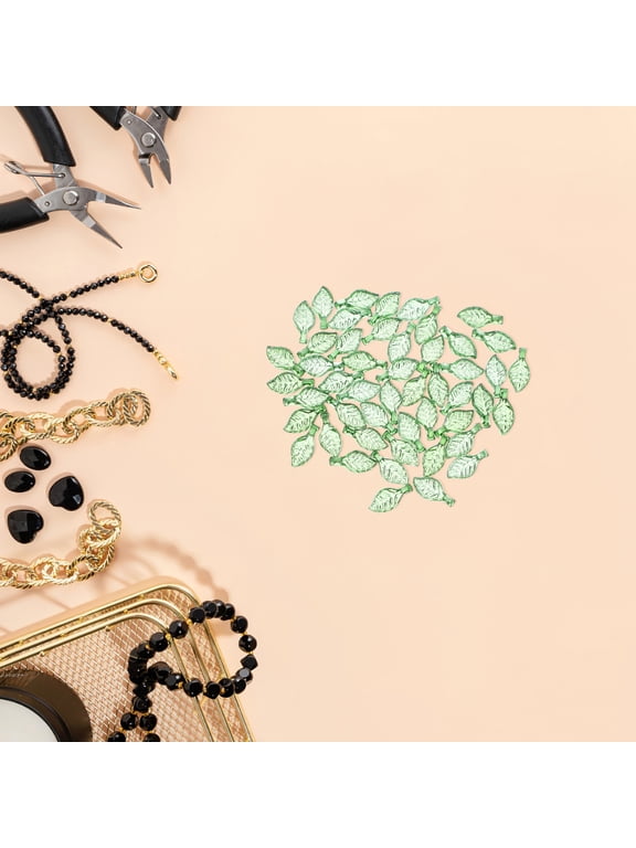 50 Pcs Green Leaf Acrylic Charms, Lightweight Jewelry Making Supplies for Earrings, Bracelets, Crafts