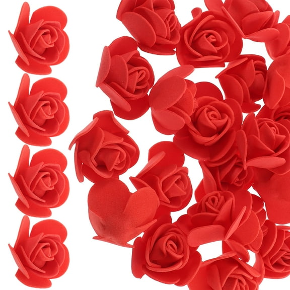 AURARMLET 50Pcs Red Artificial Rose Heads Foam for Creative Craft Projects and Party Decor
