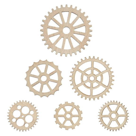 AURARMLET Wood Gear Cutouts Gear Pendant Wood Color 50Pcs 2X2X0.08In