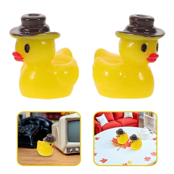 AURARMLET 50Pcs Yellow Cowboy Resin Duck Figurines for Fairy Garden Dollhouse Decor