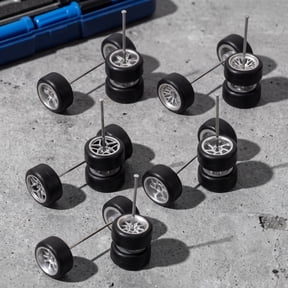AURARMLET 5 Pairs RC Model Car Wheels with Rubber Tires and Plastic Hubs for Trucks, Boats, Helicopters