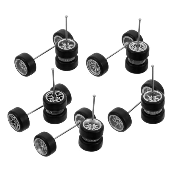 AURARMLET 5 Pairs Model Car Wheels with Rubber Tires and Plastic Hubs for RC Trucks, Boats, and Helicopters