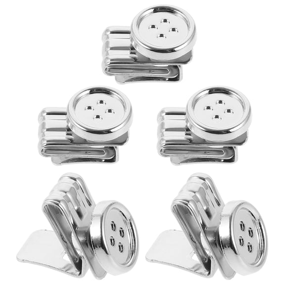 AURARMLET 5Pcs Adjustable Metal Suspender Buttons Silver Lightweight Clip on Brace Clips