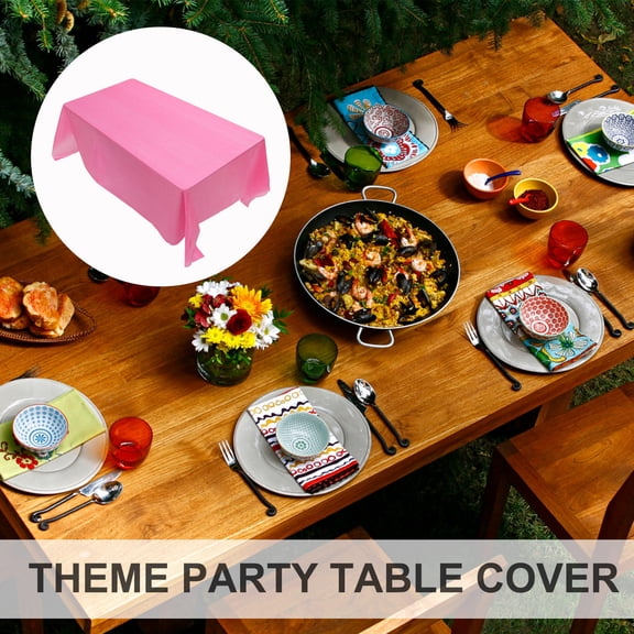AURARMLET 5-Pack Disposable Plastic Tablecloths for Birthday Party Decorations and Protective Table Covers