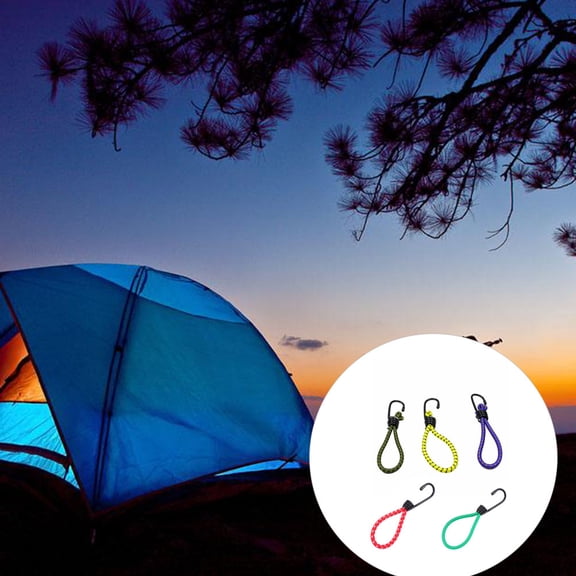 AURARMLET 5Pcs Outdoor Camping Tent Hooks Elastic Pull Rope with Hook Flexible Durable Camping Accessories