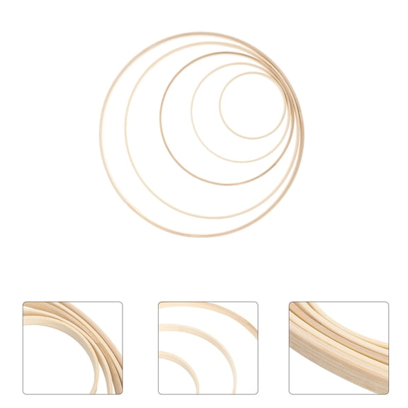 AURARMLET 5Pcs Macrame Supplies Dream Catcher Circle Frames Khaki Circular Synthetic Material