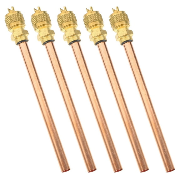 AURARMLET 5-Pack Copper Service Access Valves 11.8x0.5in for Systems, Golden Valves for Technicians