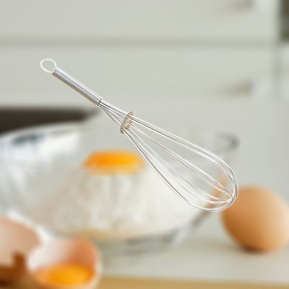 AURARMLET 5Pcs Silver Stainless Steel Balloon Whisk for Whipping Cream Stirring Sauces and Eggs
