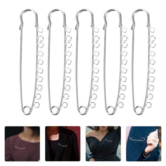 AURARMLET 5-Pack Safety Pins for Sweaters Metal Fabric Fasteners for Sewing and Craft Projects