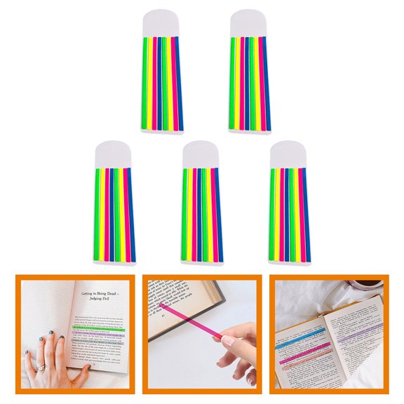 AURARMLET 5Sets Highlighter Tape Multi Color Adhesive Reading Strips Book Tabs for Annotating and Decorative Use