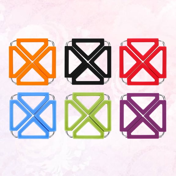 AURARMLET 6Pcs Insulated Hot Pot Holder Trivet Mat Foldable Silicone Wrapped Table Pad
