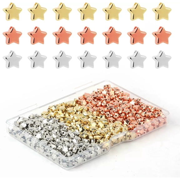 AURARMLET Large Hole Star Spacer Beads Assorted Color for Crafting and Decorating 600Pcs