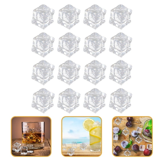 AURARMLET Artificial Clear Ice Cubes for DIY Projects and Food Display 60Pcs