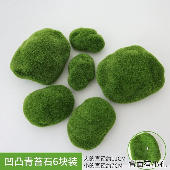AURARMLET 6PCS Artificial Moss Rocks: Faux Green Moss Covered Stones Decorative for Plants Fish Tank Planter Filler Decor Gardens Floral Arrangements DIY Crafts