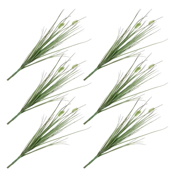 AURARMLET Green Plastic Artificial Grass Shrub Realistic Faux Onion and Cat Tail for Home 6Pcs
