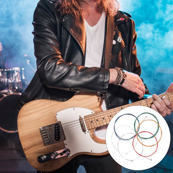 AURARMLET 6Pcs Blue Guitar Strings for Acoustic Steel String Guitars Stainless Steel Hexagonal Shape