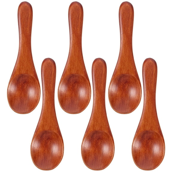 AURARMLET 6-Piece Small Wooden Spoon Set for Coffee, Tea, Kitchen Use - Natural Wood, and