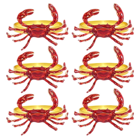 AURARMLET Red Metal Crab Napkin Holders Elegant Party Table Decor 6Pcs