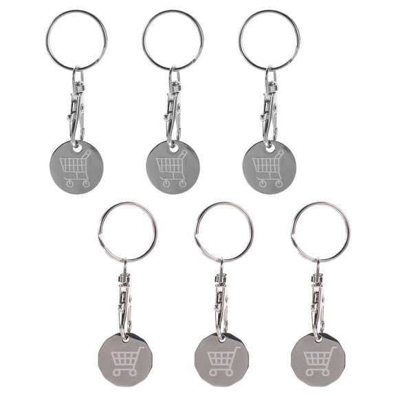 AURARMLET 6Pcs Durable Stainless Steel Shopping Cart Token Keychain Lightweight and Stylish for Key Organization