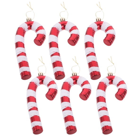 AURARMLET 6-Pack Hand-Painted Red Candy Cane Ornaments for Indoor Outdoor Christmas Tree Holiday Decorations