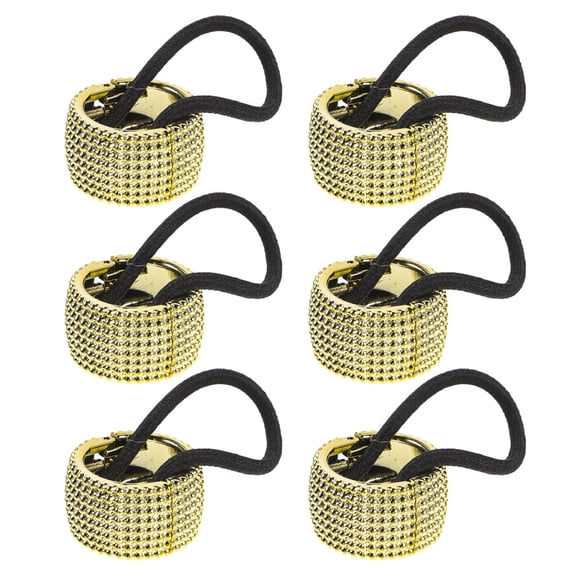 AURARMLET 6Pcs Metal Ponytail Cuff Plastic Golden Hair Ties For Women Birthday Party