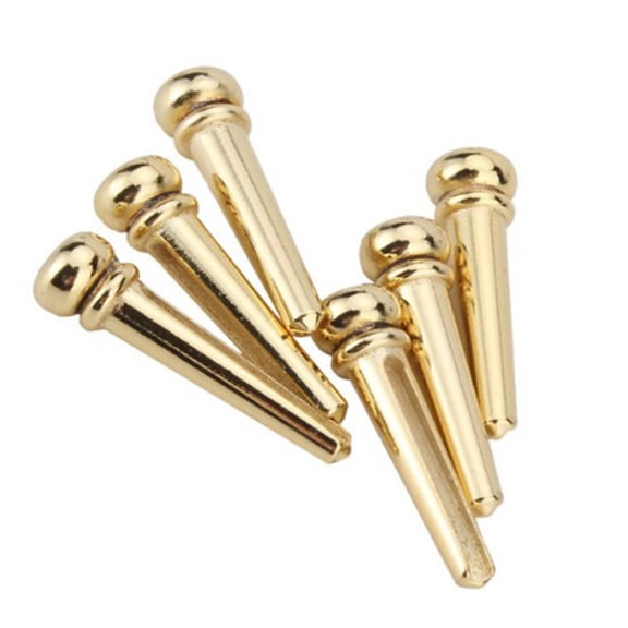 AURARMLET 6Pcs Brass Guitar Bridge Pin Set Golden Color Acoustic Guitar End Pins