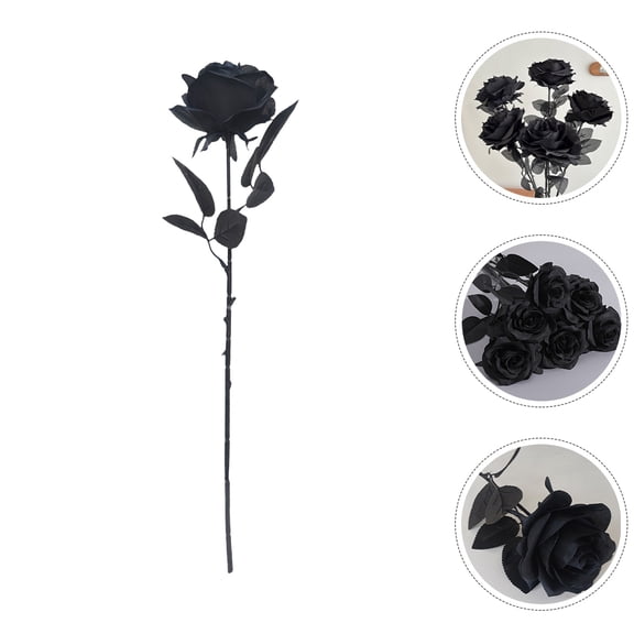 AURARMLET 6Pcs Realistic Flowers Black Artificial Roses For  Atmosphere For Adults 19.7*3.9*3.9in