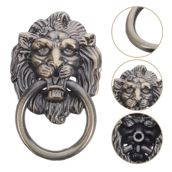 AURARMLET Antique Lion Head Drawer Pulls Black Zinc Alloy Elegant Home Decor 6Pcs