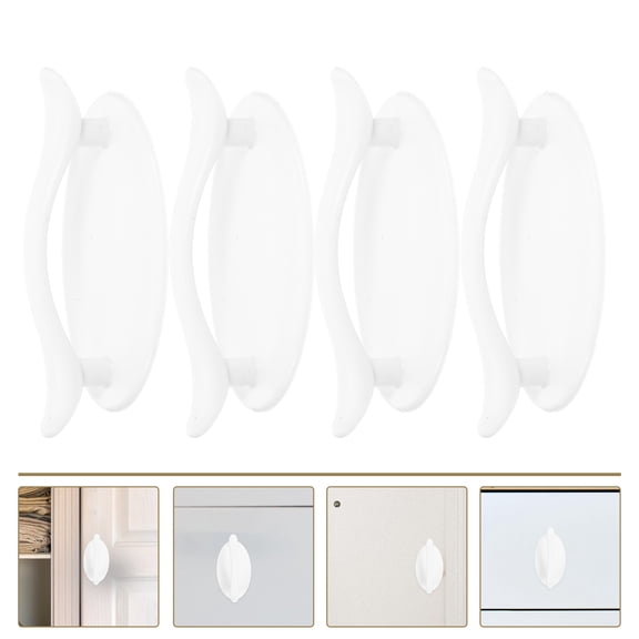 AURARMLET Set of 6 Round White Adhesive Cabinet Knobs for Furniture, Doors, Closets, and Glass Panels