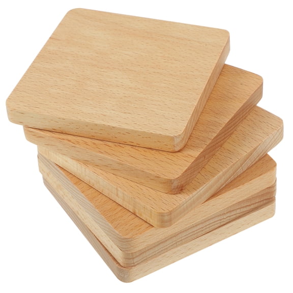 AURARMLET Heat Insulation Wood Coaster Set 6pcs Simple Design for Cups