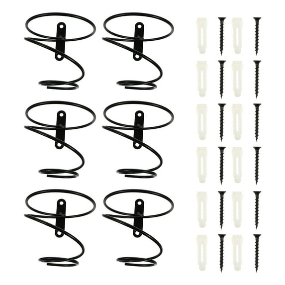 AURARMLET 6Pcs Wall-Mounted Wine Racks Iron Creative Spiral Storage Rack for Homeowners Black 12x0.47in