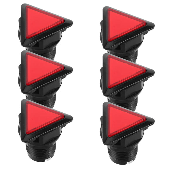 AURARMLET 6Pcs Triangle Arcade Push Button Red LED Illuminated Momentary Control Switch