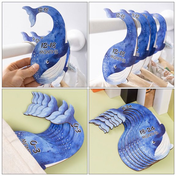 AURARMLET 7PCS Wooden Baby Cloth Divider for Nursery Use with Whale Shaped Style